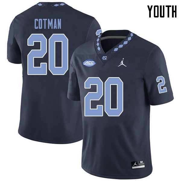 Jordan Brand Youth #20 C.J. Cotman North Carolina Tar Heels College Football Jerseys Sale-Navy - Click Image to Close